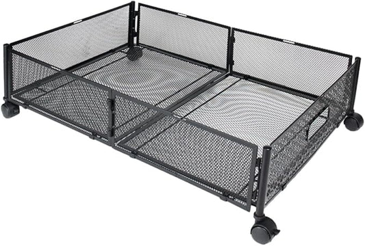 Foldable Stainless Steel Under Bed Storage Organizer with Wheels Large Capacity Holder for Clothes Shoes Blankets Multi-purpose Use Under Bed Sofa Space-saving Storage Rack