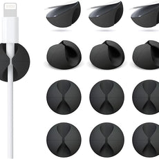 12 Pack Cable Clips, Znben Cord Organizer Holder Adhesive Cable Management Charger Wire Holder Clips for Desk, Home, Office, Car, Cubicle, Nightstand Black