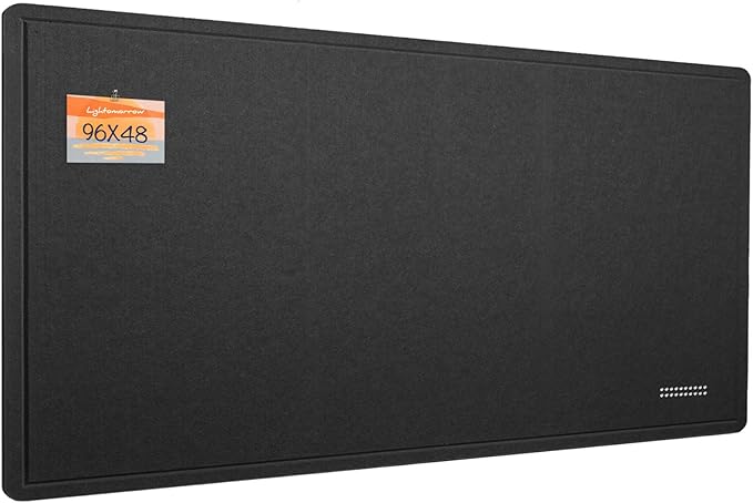 Extra Large Bulletin Board - 96 x 48 Inches, Decorative Felt Pin Board for Wall - 8' x 4' Foldable Photo Display Board with Self-Adhesive Tape, Includes 20 Push Pins - Black