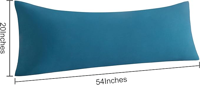 NTBAY Body Pillow Cases Set of 2, 2 Pack Brushed Microfiber 20x54 Pillow Cases, Soft, Wrinkle, Fade, Stain Resistant Teal Blue Pillow Cases with Envelope Closure, 20x54 Inches, Teal Blue