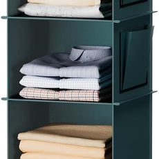 YOUDENOVA Hanging Closet Organizer, 6-Shelf Closet Hanging Storage Shelves, Green