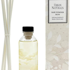 Urban Naturals Baby Powder Bliss Reed Diffuser Set | Made with Essential Oils & Real Botanicals | Powdery Floral Notes, Rose, Geranium, Musk & Cedar | Makes a Great Gift | Made in The USA