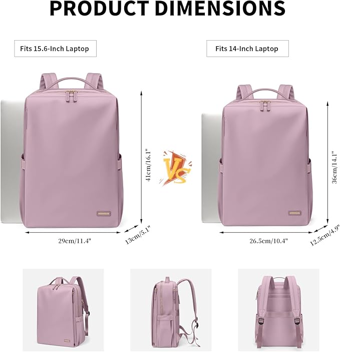 Stylish Laptop Backpack for Women Airline Approved Perfect for Work College and Travel Multi-Functional Casual Daypack Fits 14 Inch Notebook (Pinkish Purple)