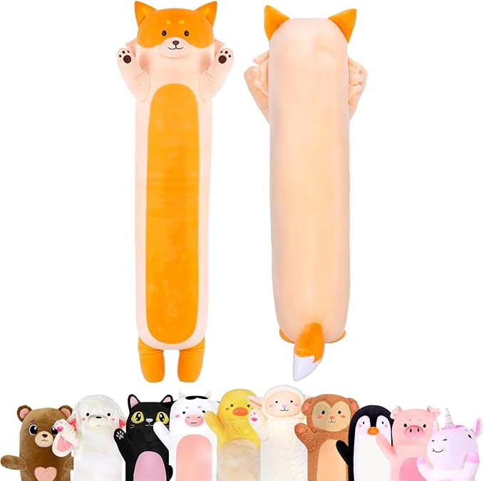 Fox Plush Body Pillow for Kids | Long Stuffed Animal Cuddle Pillow | Soft, Cute Hugging Toy | Plushie Gift for Girls & Boys | Long Plush Body Pillow for Sleep & Comfort | Small, 23 Inches