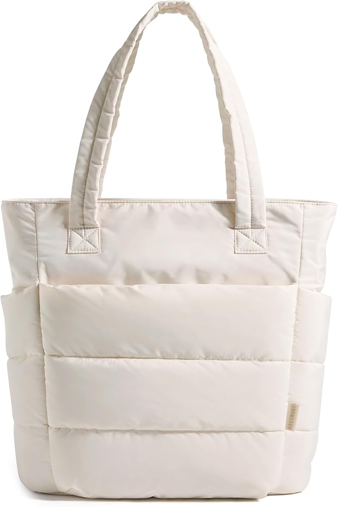 BAGSMART Tote Bag for Women, Lightweight Puffy Tote Bag with Compartments Shoulder Bag Handbag for Travel, Work, Gym