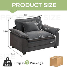 Modular Sectional Sofa, Comfy Cloud Couch Sectional Sofa, Velvet Sofa Sleeper Deep Seat Sofa with Throw Pillows for Living Room (Blue Gray, 53