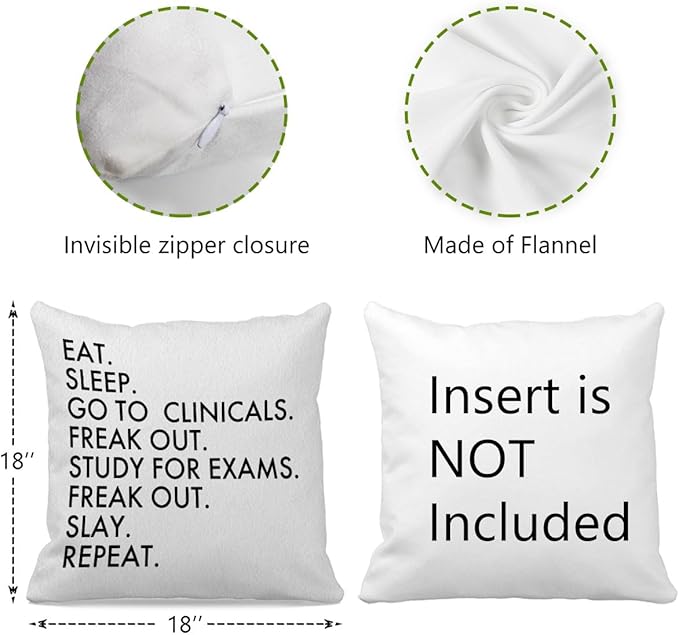 OFlich Nursing Student Pillow Cover - School Gift Throw Pillow, 18x18, Funny Nurse Gifts
