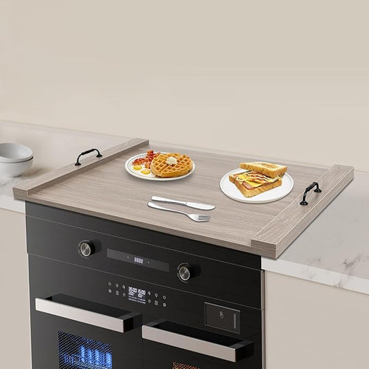 30×22inch Stove Top Cover Board, Rustic Wood Noodle Board Gas Electric Stove Cover, Kitchen Serving Tray for Small Apartments, Kitchens, RVs