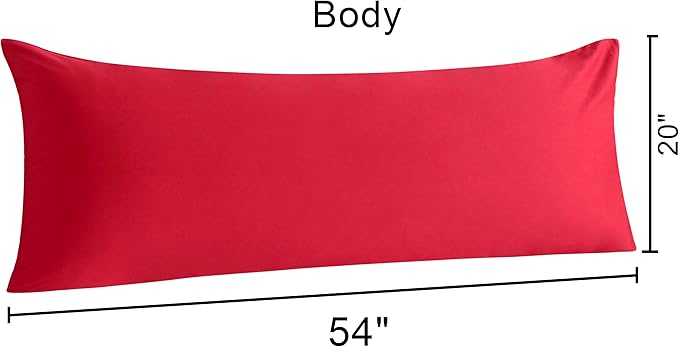 NTBAY Cotton Body Pillowcase - Envelope Closure 20x54 Pillowcase, Breathable and Soft Bed Pillow Case, Red
