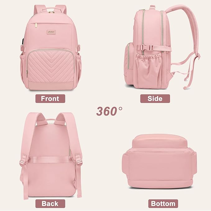 Laptop Backpack for Women Bookbag: 15.6 inch Work School Backpacks with Pouch Pocket for Large Capacity Cup & USB Charger College Book Bag Travel Business Nurse Teacher Bookbags Anti-theft Back Pack