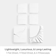 Mellanni Full Sheet Set - 6-Piece Iconic Collection Bedding, (Including 4 Pillowcases), 16-Inch Deep Pocket, Easy Care, Extra Soft, Cooling Sheets, Brushed Microfiber - White