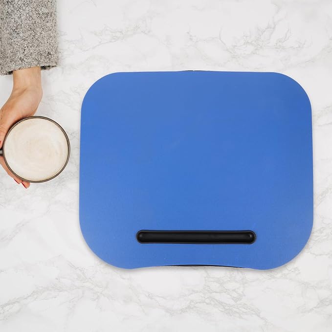 Portable Lap Desk with Cushion Pillow, Blue Laptop Table for Bed and Dormitory, Adjustable Tablet Holder and Computer Tray for Comfortable Writing and Work