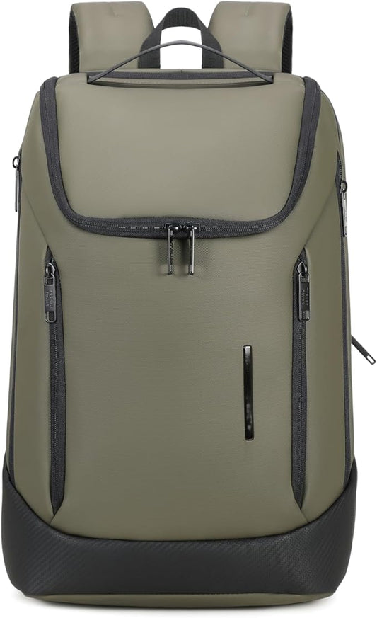 Shockproof Waterproof Laptop Backpack, 17-Inch Anti-Scratch Travel Backpack with Large Storage(Black/Gray/Green) (Olive green)