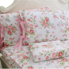 FADFAY Bed Sheets Pink Rose Floral Print Bed Sheet Set 4-Piece Full Size
