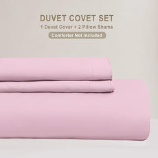 100-Percent Cotton Duvet Cover Set, Hidden Zipper Closure, Ultra Soft, Easy Care and Durable, Simple Bedding Style, Queen, Pastel Pink (Comforter Not Included)