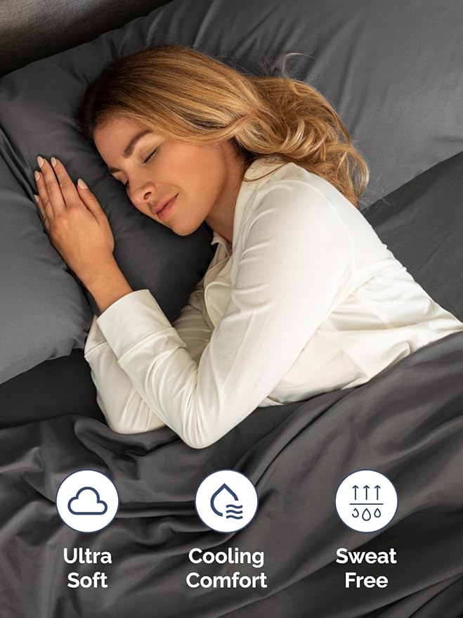Extra Deep Pocket Queen Sheet Set - 4 Piece Breathable & Cooling Bed Sheets - Hotel Luxury Sheet Set - Soft, Wrinkle Free and Comfy - Easily Fits Extra Deep Mattresses - Deep Pocket Charcoal Sheets