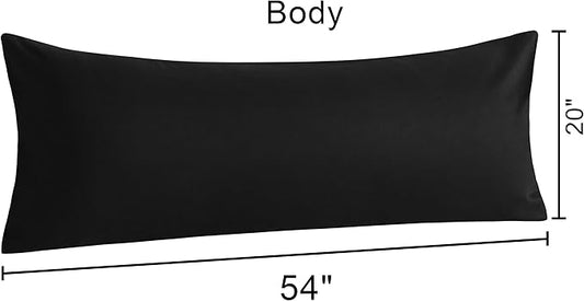 NTBAY Cotton Body Pillowcase - Envelope Closure 20x54 Pillowcase, Breathable and Soft Bed Pillow Case, Black