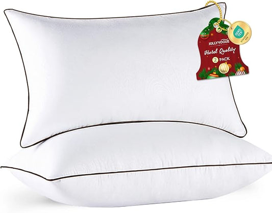 JOLLYVOGUE Standard Pillows Set of 2, Cooling and Supportive Pillows Full Size Set of 2 for Side and Back Sleepers, Down Alternative Hotel Collection Sleeping Pillow