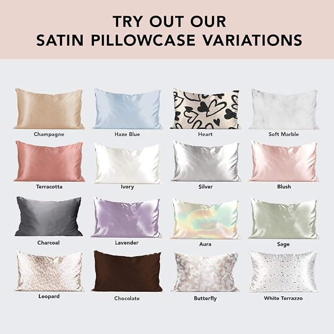 Kitsch Satin Pillowcase, Softer Than Silk Pillow Cases, Cooling Pillow Covers, King Size Pillow Cases Set of 2, Satin Pillowcase with Zipper for Hair, Skin & Quality Sleep, 19"x36" Charcoal, 2pcs