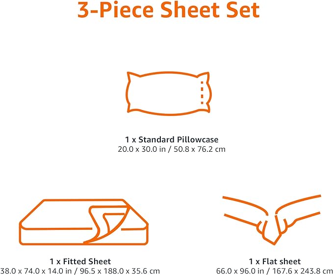 Amazon Basics Lightweight Super Soft Easy Care Wrinkle Free Microfiber 3 Piece Bed Sheet Set with 14-Inch Deep Pockets, Twin, Dark Teal, Solid, Kids, Men & Women Bedding AmazonBasics
