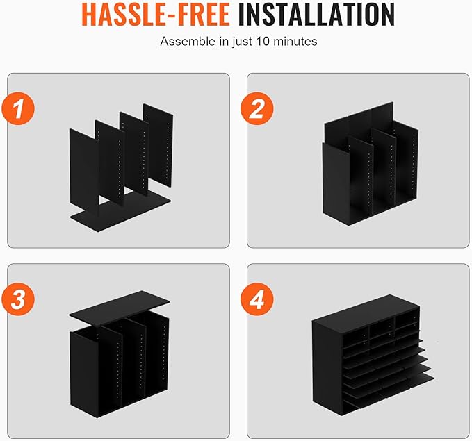 VEVOR Literature Organizers, 24 Compartments Office Mailbox with Adjustable Shelves, Wood Literature Sorter 29x12x24.4 inches for Office, Home, Classroom, Mailrooms Organization, EPA Certified Black