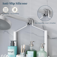 Consumest Shower Caddy Hanging – Rustproof Over Shower Head Hanger with Soap Holder and Hooks, Anti-Slip Shower Shelves for Storage, Bathroom Organizer for Apartment, Dorm, White