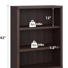 Rresyet 3 -Tier Bookcase and Book Shelf, 31” Wide Bookshelves, Wooden Bookcase Display Storage for Home Office, Living Room and Study Room (Cherry)