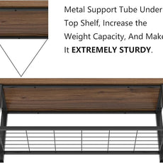 FOLUBAN Shoe Bench, Modern Wood and Metal Storage Bench for Entryway Hallway, Industrial Indoor Bedroom Bench Seat for Living Room, Mudroom, Rustic Walnut, 47 Inch