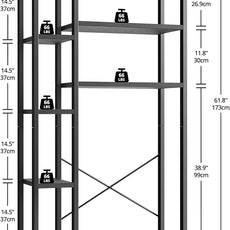IRONCK Over The Toilet Storage with 8-Titer Shelf, Mass-Storage Side Storage Open Rack, Freestanding Bathroom Organizer Space Saver, for Bathroom, Restroom, Laundry, Black