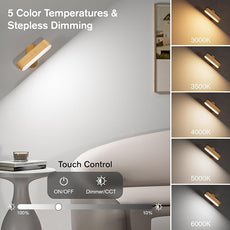 Battery Operated Wall Sconces, Wireless LED Wall Sconce Set of Two for Bedroom, Rechargeable Wall Lights for Picture, 5 Modes Dimmable Wall Lamps for Living Room, 2 Pack