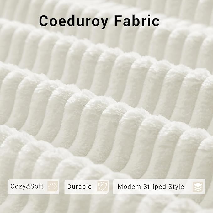 Compressed Sofa, Convertible Sofa Bed, Corduroy Compression Boneless Couch with Pillow, Comfy Modular Foldable Floor Sleeper Sofa for Bedroom, Living Room, Lounge, Studio (White)