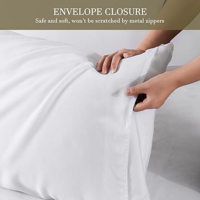 Avolare 2 Pack Pillowcases, Envelope Closure Cooling Pillow Case Standard Size, Breathable & Machine Washable Pillow Covers for Hot Sleepers, Night Sweats - White (20"x26") Imported