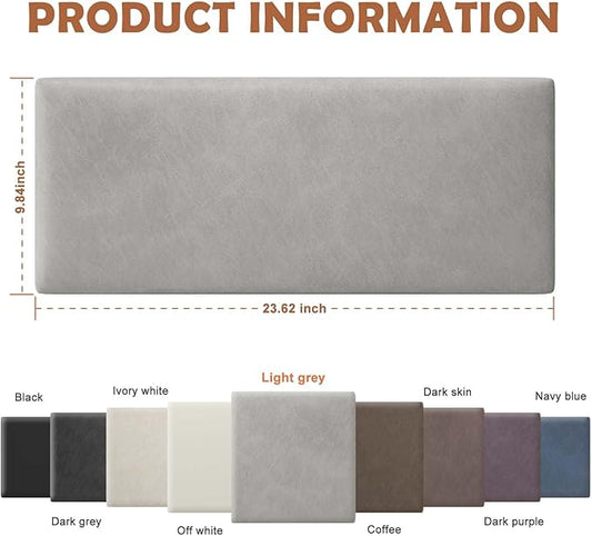 IFNOW Wall Mounted Upholstered Headboard Full, 3D Peel and Stick Soundproof Panels, Reusable and Removable Padded Leather Bed Headboard, 6 Panels 9.84" x 23.62", Light Grey