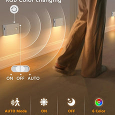 WILLED Motion Sensor Lights Indoor,RGB & Warm White Motion Sensor Night Light,Wireless Color Changing Stair Lights Indoor for Kids' Room,Stair,Bathroom,Hallway,Kitchen,Bedroom,Closet,Cabinet 8PC