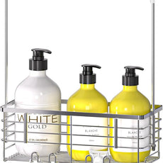 DELLAN Hanging Shower Organizer, Shower Rack with Hooks Over the Door, Bathroom Shower Caddy and Basket