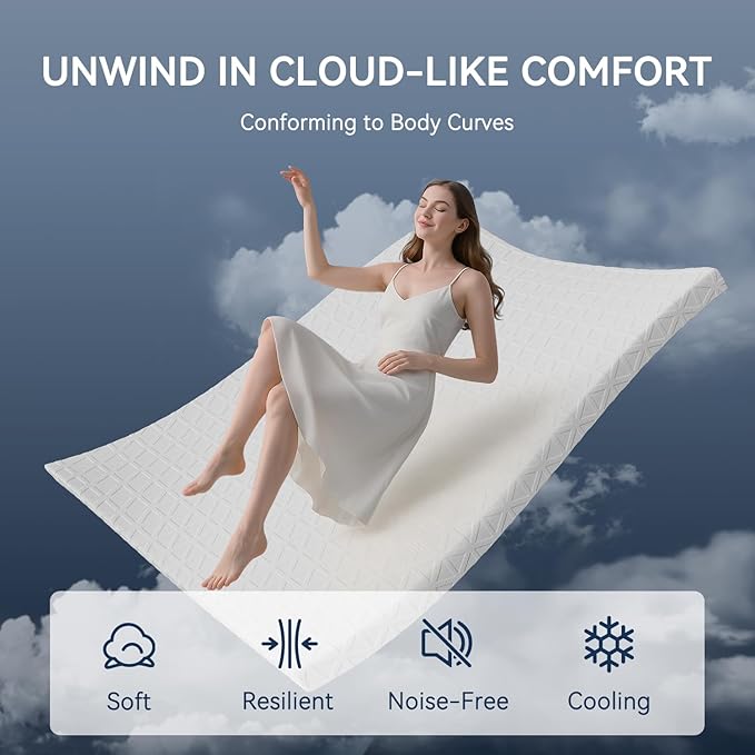 ELEMUSE 3 Inch Gel Memory Foam Mattress Topper Twin - Cooling Ice Silk Removable & Washable Cover, Mattress Topepr for Back Pain Relief, Adjustable Strap & Non-Slip, CertiPUR-US Certified