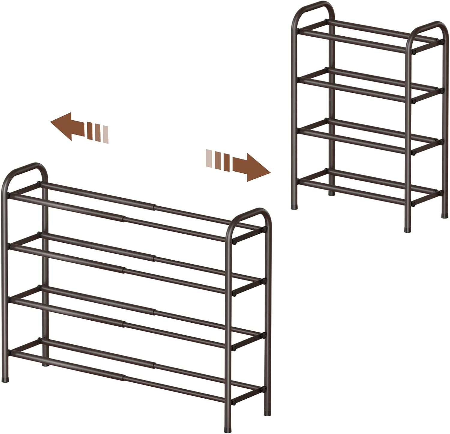 Gonfoam 3-Tier Expandable Shoe Rack,Adjustable Shoe Shelf Storage Organizer Heavy Duty Metal Free Standing Shoe Rack for Entryway Closet Doorway (Black) Dormly