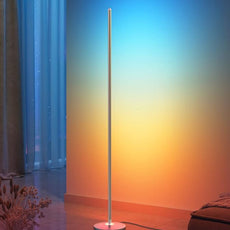 Govee RGBIC Floor Lamp, LED Corner Lamp Works with Alexa, Smart Modern Floor Lamp with Music Sync and 16 Million DIY Colors, Color Changing Standing Lamp for Bedroom Living Room Silver