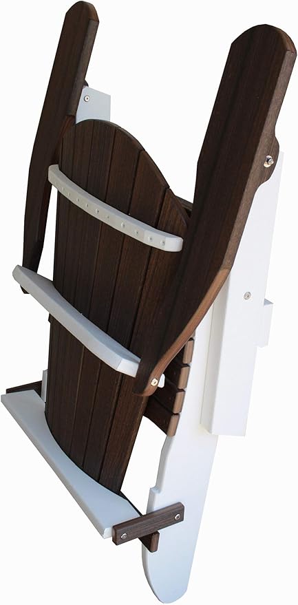 Deluxe Folding Poly Adirondack Folding Chair (Brazilian Walnut/White)