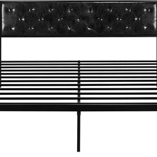 SHA CERLIN King Size Metal Platform Bed Frame, PU Leather Upholstered Button Tufted Headboard, Mattress Foundation with 12.4” Under-Bed Storage, Noise-Free, Easy Assembly, No Box Spring Needed, Black