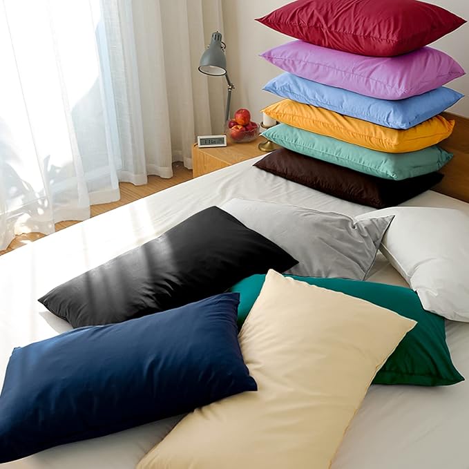 FLXXIE Microfiber Pillow Cases Queen Size Set of 2, Soft Pillowcases with Envelope Closure, Wrinkle Resistant Pillow Covers, 20x30, Lavender