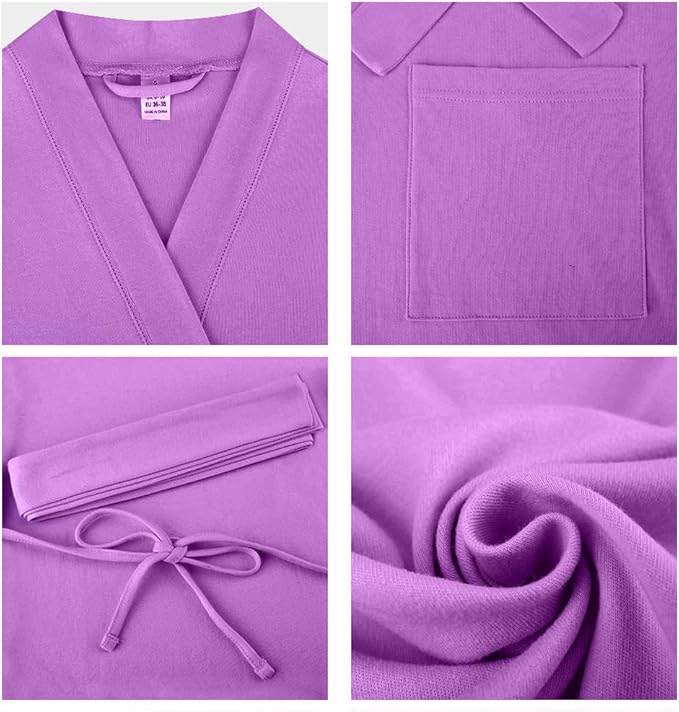 U2SKIIN Womens Robes, 100% Cotton Lightweight Robes 3/4 Sleeves Kimono Knit Soft Loungewear Short Bathrobe