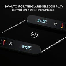 KULUNER The Latest Thermocouple Instant Reading Meat Thermometer Digital,Faster Less Than 0.6 Second Response,IP67 Waterproof Thermometer Suitable for Grilling, Cooking,BBQ Gifts for Men (Black)