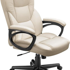 Furmax Office Executive Chair High Back Adjustable Managerial Home Desk Chair, Swivel Computer PU Leather Chair with Lumbar Support (Beige)