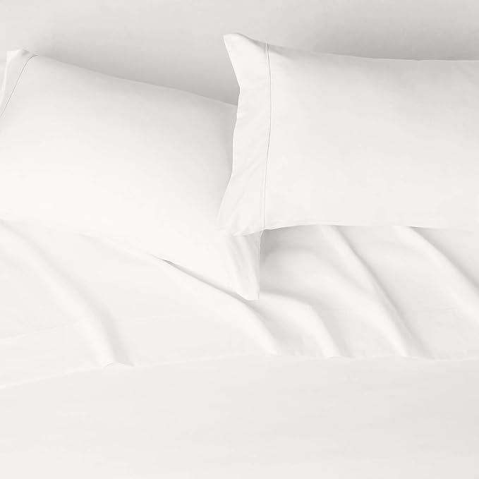 Amazon Basics Lightweight Super Soft, Wrinkle-Free, Breathable Microfiber 4 Piece Bed Sheet Set with 14-Inch Deep Pockets, King, Cream, Solid AmazonBasics