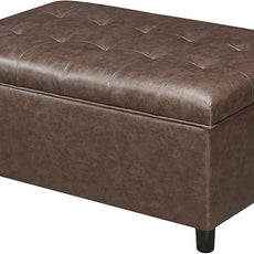 Joveco Rectangular Lift Top Storage Ottoman Bench, Faux Leather Storage Bench for Living Room Entryway Bedroom,Espresso