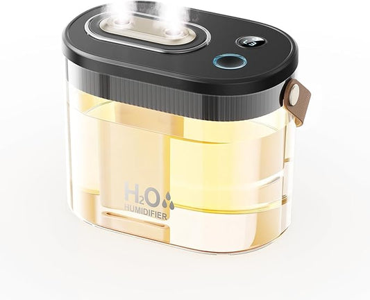 DIGIX Rechargeable Portable Humidifier-Smart Display,Night Light,Easy Clean,1.4L Small Humidifiers for Bedroom Baby, Personal Mini Humidifier for Travel Home Plants,3 Mist Modes, Auto Shut-Off (Black)