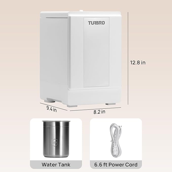 TURBRO 4L/1Gal 304 Stainless Steel Steam Humidifier, Warm Mist Humidifier for Bedroom Baby Nursery, 500 mL/h Output, Dishwasher Safe, Easy to Clean, 2 Misting Levels with Sleep Mode 1-12h Timer, GLS04