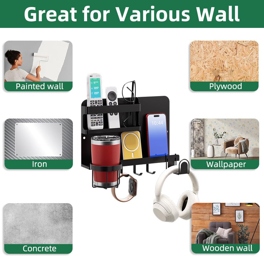 Versatile Bedside Wall Organizer, Floating Bedside Shelves, Wall Mount Essential Accessories for Room Decor, Dorm, Makeup Organizer, Remote Control Holder，Night Stand