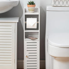 AOJEZOR Toilet Paper Holder Stand: Small Bathroom Storage Cabinet for Small Spaces